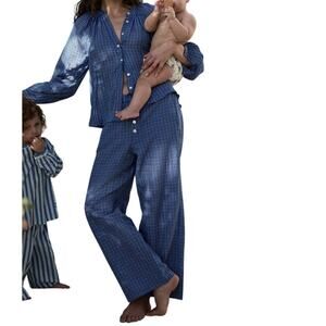 Doen Checked Blue 'Morgan' Organic Cotton Size S Pants